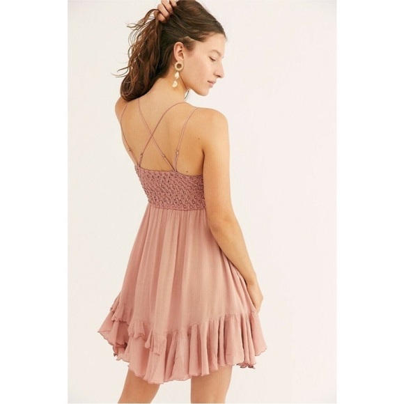 Free People FP One "Adella" Slip Mini Dress Crochet Tiered Ballet - Picture 4 of 10